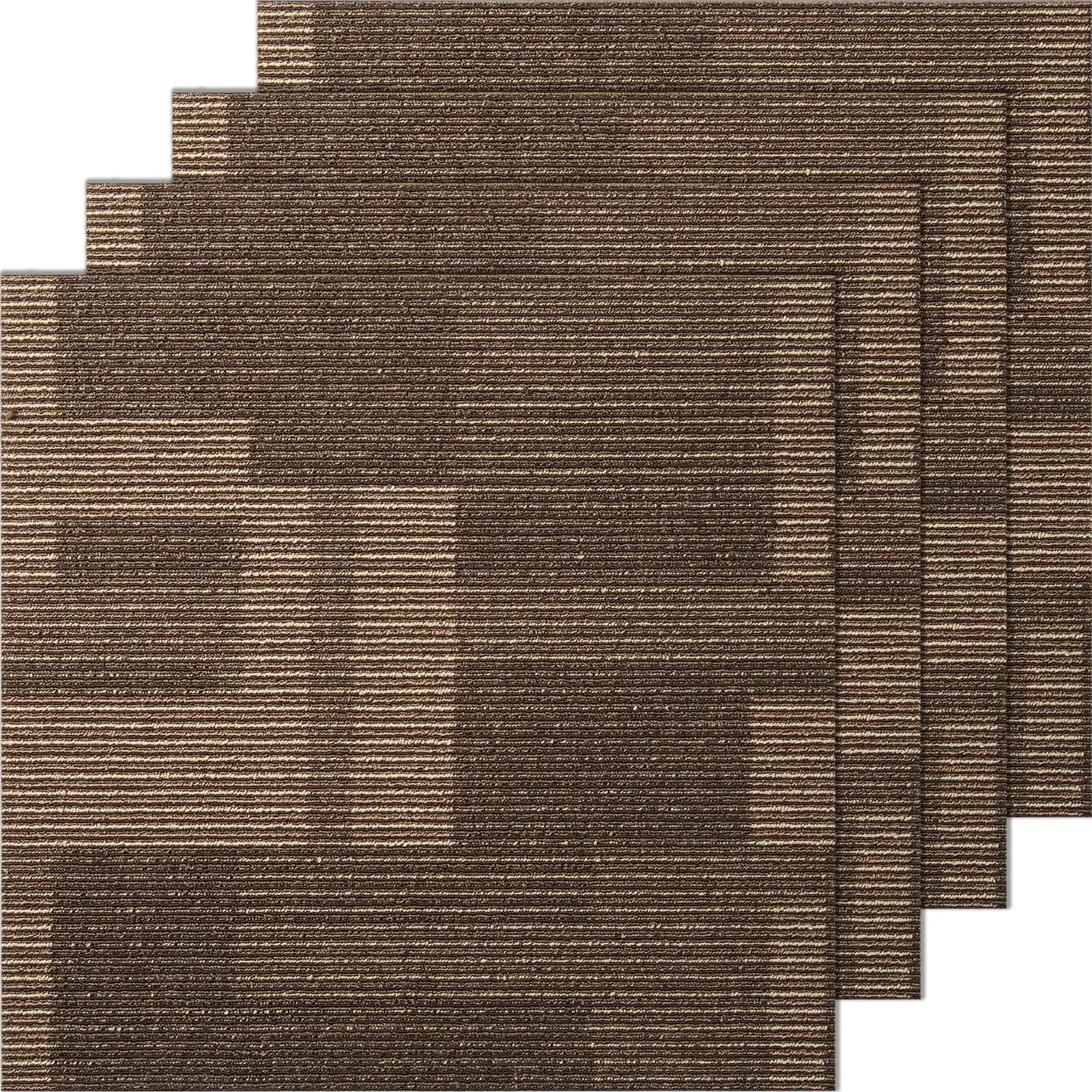 VEVOR Carpet Tiles Reusable, 24" x 24"Carpet Squares With Padding Attached, Soft Padded Carpet Tiles, Easy Install DIY for Bedroom Living Room (24Tiles, Mixed Brown)