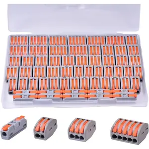 Lever Wire Connectors, Quick Wire Splice Connectors Push-in, 2/3/5 Conductor Combination Kit with 1 in 1 Out Inline Terminals, 28-12 AWG