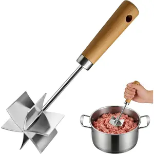 Steel Meat Chopper Masher,10.6 Inch Ground Beef Chopper Tool,6 Curved Shredderfor Ground Beef Grinder & Potato Mix Kitchen Gadgets