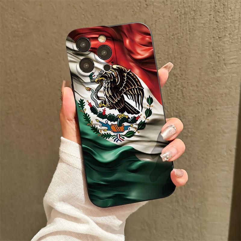 Mexico Flag Pattern Phone Cases with Lens Protector, Shockproof Mobile Phone Case, Decorative Phone Protector Cover, Phone Accessories Compatible with iPhone 17 16 15 Pro Max Case iPhone 14 Pro Max Case iPhone 11 Cases