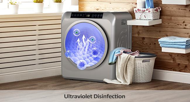 ROVSUN 13.2LB Portable Clothes Dryer, 3.5 Cu.Ft High End Front Load Tumble Laundry Dryer with LCD Touch Screen, Stainless Steel Tub for Apartment, Home, Dorm-110V, Luxury Grey Appliances