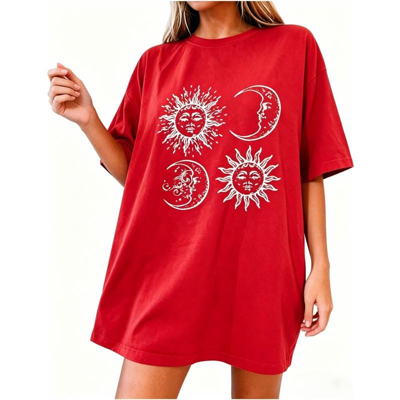 Womens Crewneck Short Sleeve T-Shirt,Oversized Summer Tops,Unisex Solid Printed T-shirt