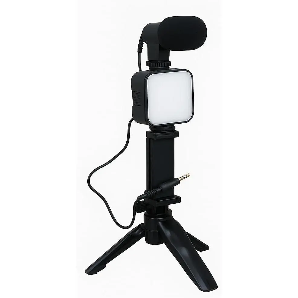 Professional Streaming Setup with LED Light, Microphone, Tripod Stand, Handheld,  Mount for Smartphone