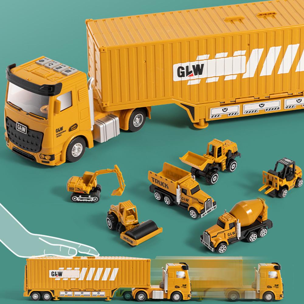 Alloy Construction Trucks Vehicle Toys for Kids Sounds Take Apart Container Crane,Excavator Trucks,Cement Mixer Toy Model Engineering Vehicle