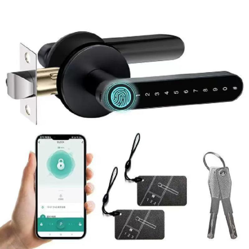 Fingerprint Door Lock with Handle Keyless Entry Door Lock with App Control/Key/IC Card for Bedroom Home Hotel Office Apartment NEW