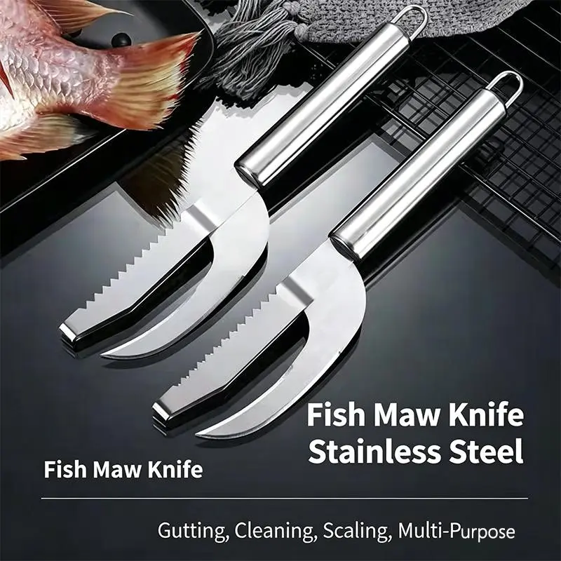 Stainless Steel Fish Maw Knife,3In1 Fish Maw Knife,Multifunction Fish Scale Knife,Fish Scale Remover,Household Kitchen Fish Scale Tool
