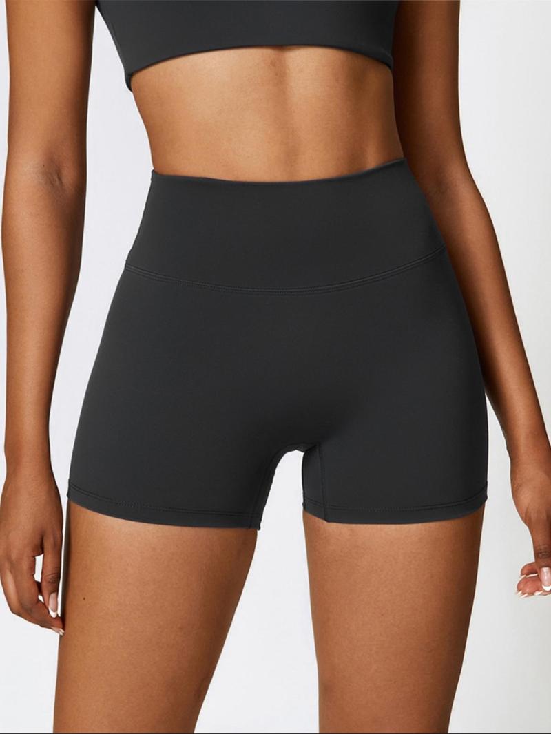 Women's Solid High Waist Sports Shorts, Gym Shorts, Athletic Shorts, High Stretch Breathable Comfortable Quick Drying Skinny Shorts, Ladies Sportswear for Yoga Gym Workout Running
