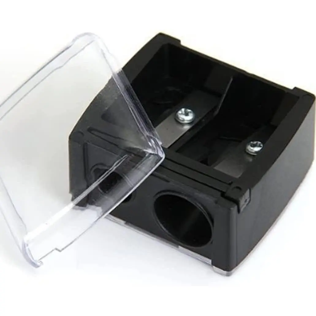 Eyebrow Eyeliner Pencil Sharpener, Dual Holes Eye Pencil Sharpener with Cover, Easy to Clean, Travel-Friendly Cosmetic Sharpener, Makeup Pencil Sharpener