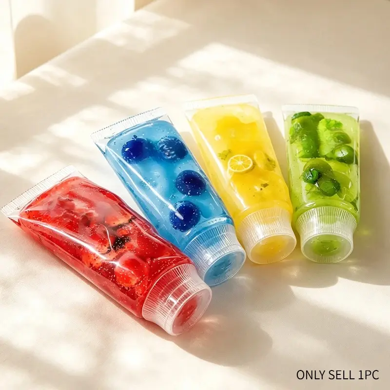 New Clear Tube Fruit Bead Squeeze Fidget Jelly Squishy Toy Squishy Fidgets Anti-Stress Decompression Applicable To Pressure Individuals