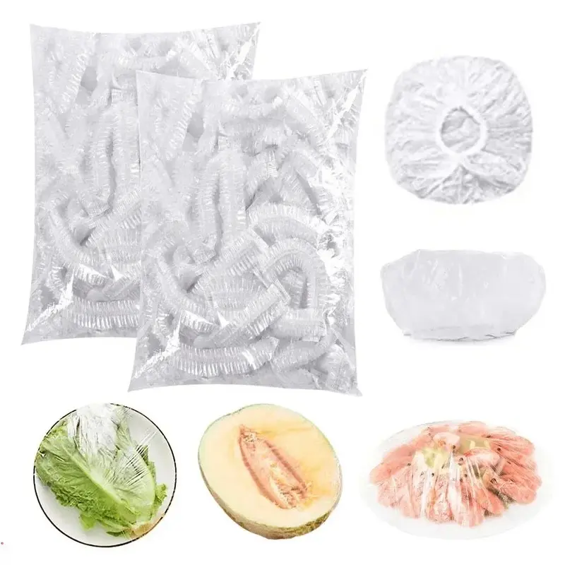 Reusable Food Fresh Keeping Cover, 100pcs Clear Elastic Plastic Food Storage Cover, Household Kitchen Accessories for Indoor & Outdoor, Containers Fruit Storage