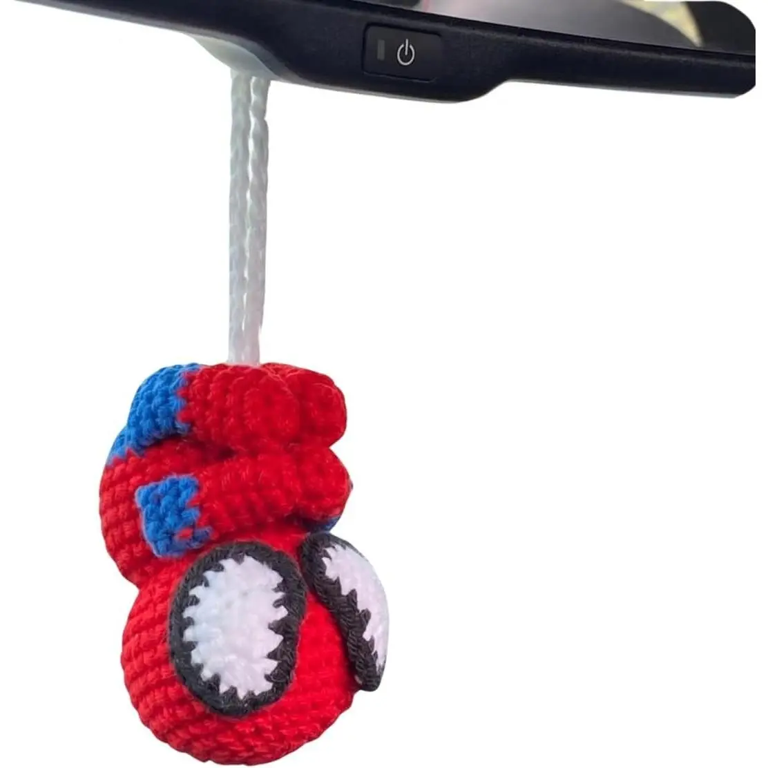 Crochet Spider Car Hanger Ornament, Cute Hero Rearview Mirror Decoration, Handmade Spider Amigurumi Plush, Car Charm Gift for Him or Her, Funny Car Accessory (Red)