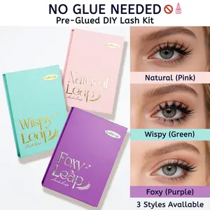 LashLeap Pre-Glued Lash Clusters, No Glue Press On DIY Eyelash Extensions Kit, Gentle and Waterproof Cosmetic Lashes with Applicator (156 Pcs)