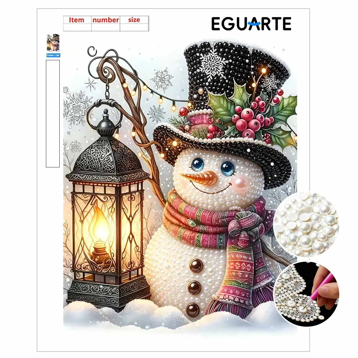Lantern and Snowman Pearl Painting Christmas Theme DIY Craft, Home Decor, Stress Relief Handmade Activity, Pearl Art Decoration, Handmade Crafts