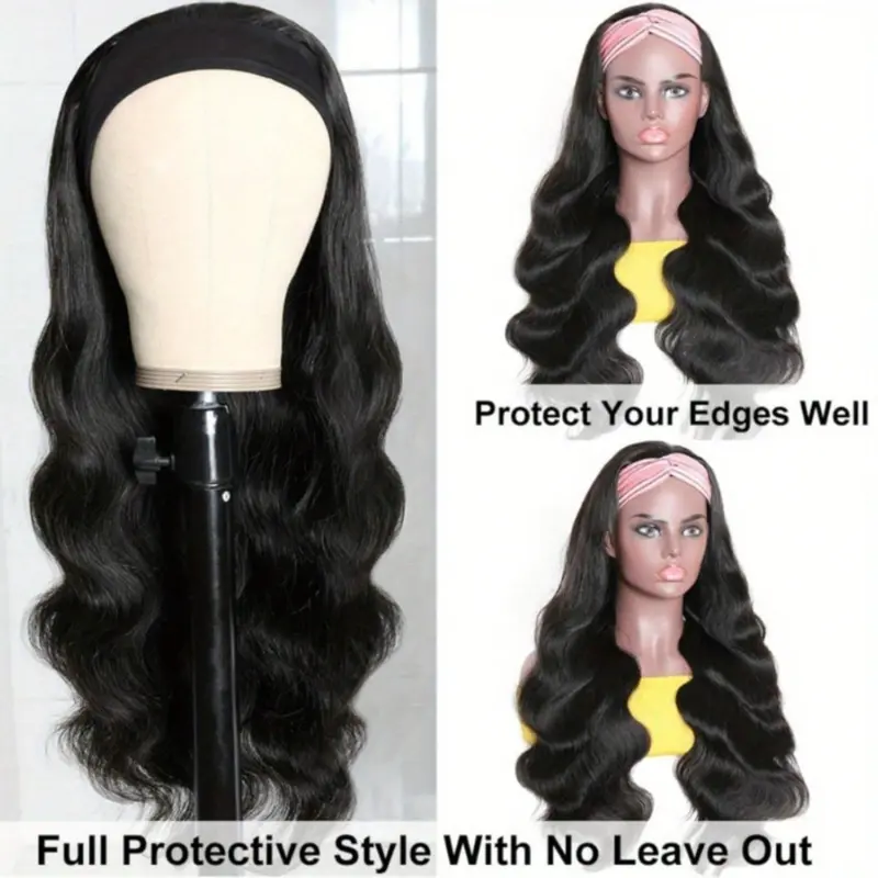 250 Density Glueless Headband Wig Human Hair Body Wave Human  display picture 2
