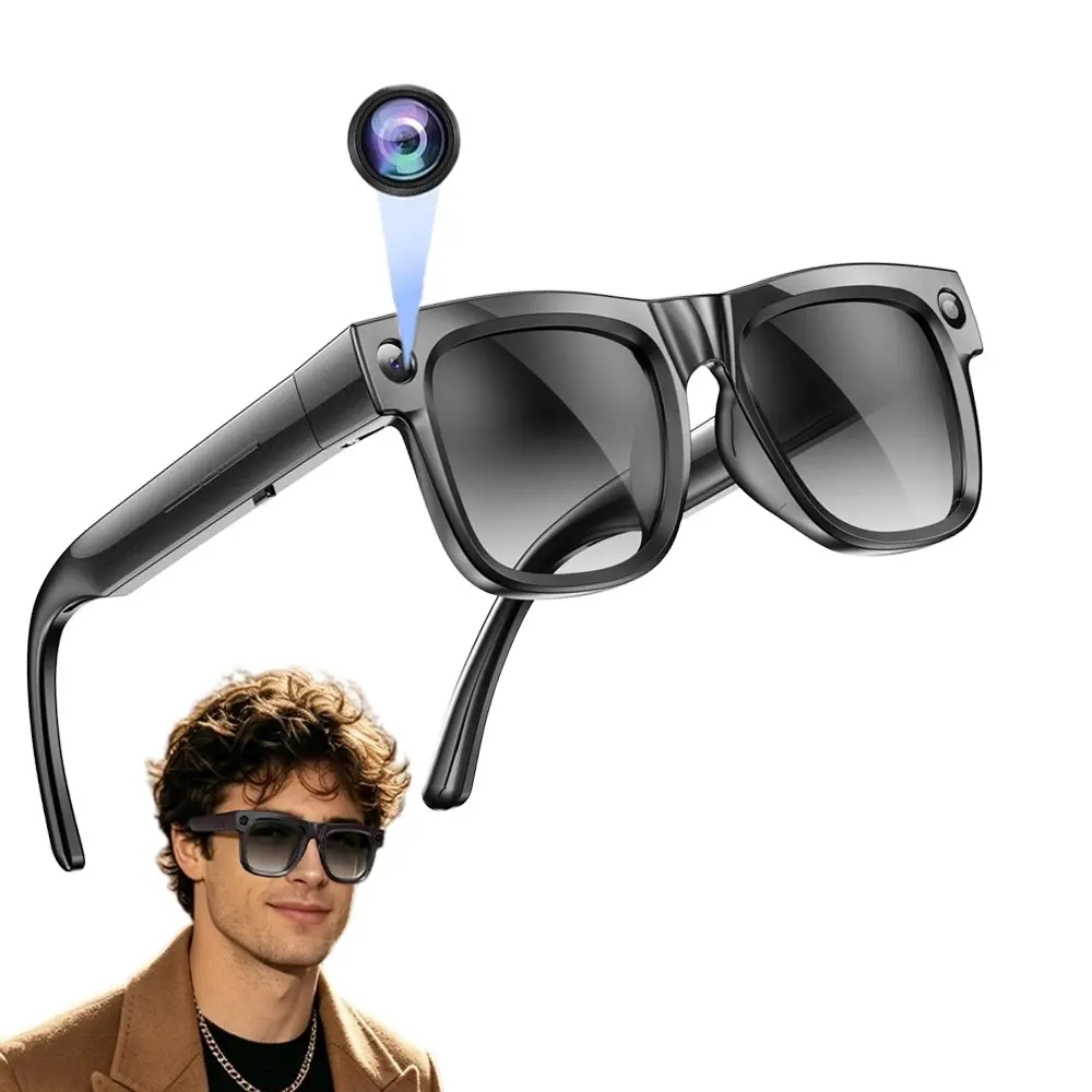 Bluetooth AI Smart Glasses, Wearable Tech Glasses, with 8MP Camera, Hands-free Video Recording,4GB Memory, 290Mah Battery, UV400 Lenses, AI Real Time Translation, Bluetooth Calling, Build-in Mic & Speakers