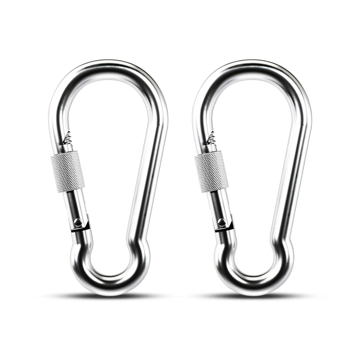 Large Locking Carabiner, 2 Pack 4 inch Heavy Duty Carabiner Clips, 304 Stainless Steel Spring Snap Hook, Screw Carabiners Keychain for Outdoor Camping, Swing, Hammock, Hiking, Quick Link