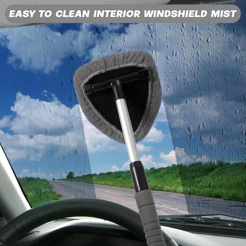 Microfiber Window Glass Cleaning Brush Car Windshield Cleaning Brush Set With Pad Extendable Handle Scraper Mist Eliminator Valentine's Day gift Tiktok Shop