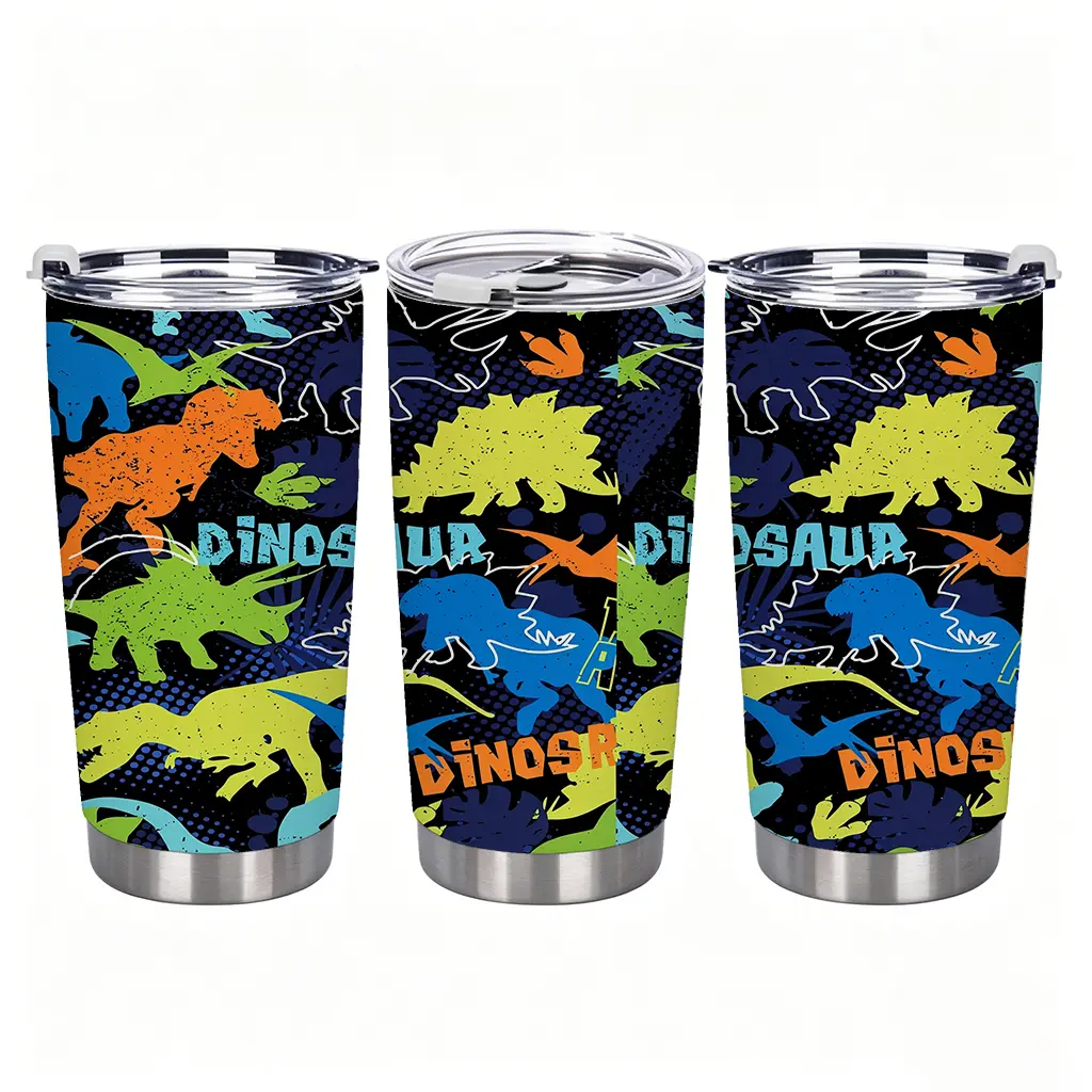 Cute Dinosaur Tumbler 20oz for Kids, Stainless Steel Insulated Cup with Lid, Fun Dino Pattern Travel Mug, Perfect Gift for Boys Girls, School Backpack & Outdoor Adventures ideal birthday vacuum