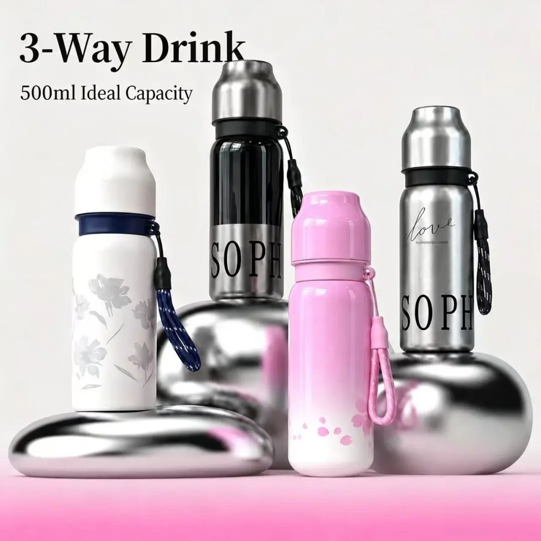 Portable 316 Stainless Steel Insulated Cup with Strap, Large Capacity Sports Water Bottle, Outdoor Camping Car Cooler Insulator
