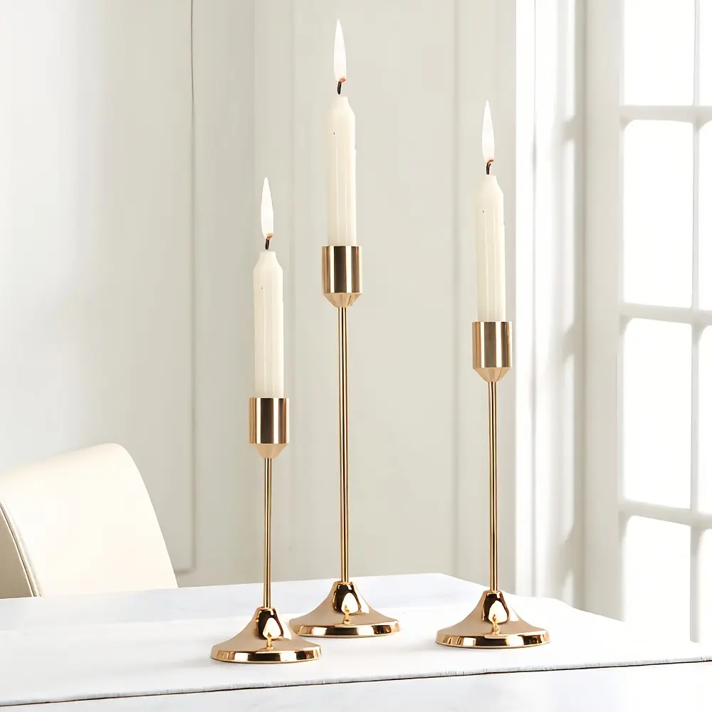Metal Candlesticks Set, 3pcs/6pcs, Christmas Halloween Table Decor, Wedding Party Centerpiece, Home Hotel Decoration, Birthday Gift