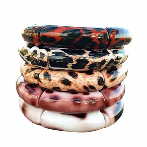 Fashion retro leopard print series elastic pipe elbow bracelet acrylic ethnic style simple cuff bead string bracelet