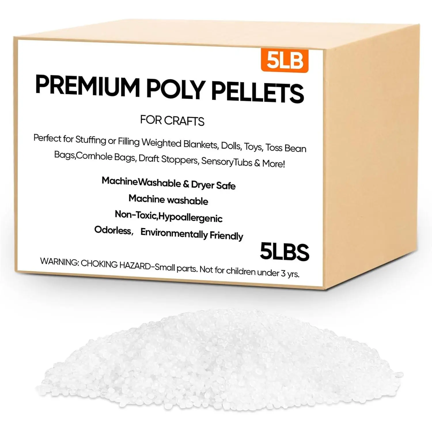5 lb Poly Pellets Weighted Stuffing Beads,Plastic Pellets Weighted for Stuffed ,Poly for Bean Bags, Crafts,Doll and Blankets