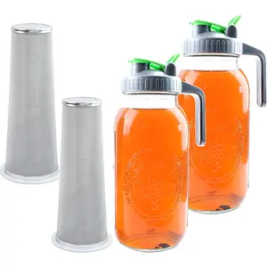 64Oz 2 Quart Half Gallon Glass Cold Brew Coffee Tea Maker Pitcher With Food Grade Filter Infuser Leak-Proof Lid For Iced Hot Tea Juice Lemonade Sun Tea