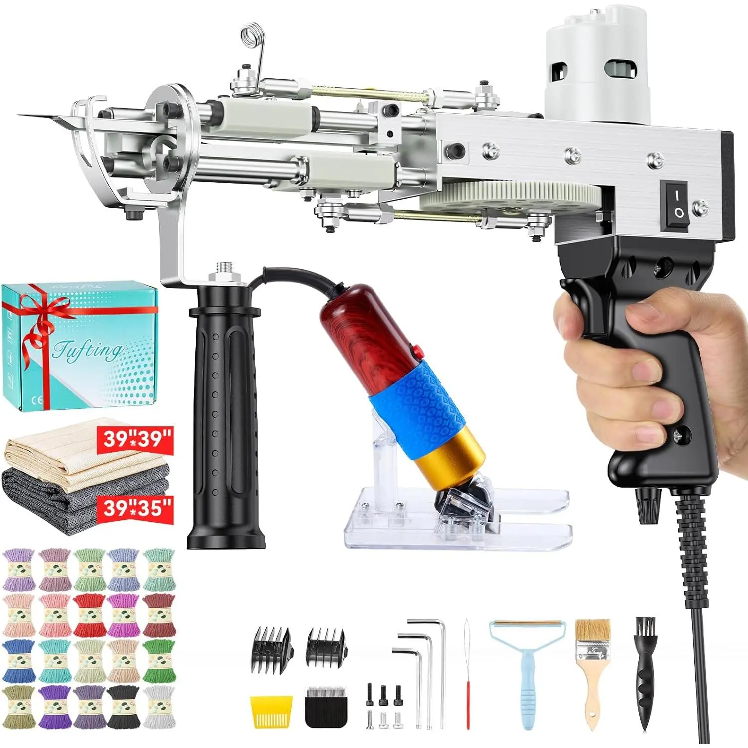 Tufting  Starter Kit, Tufting  with Carpet Trimmer Rug Making Kit, Rug  Cut & Loop Pile for Making Rugs, Carpet Trimmer Tufting for Sculpting (Black Tufting  with Trimmer and Case)