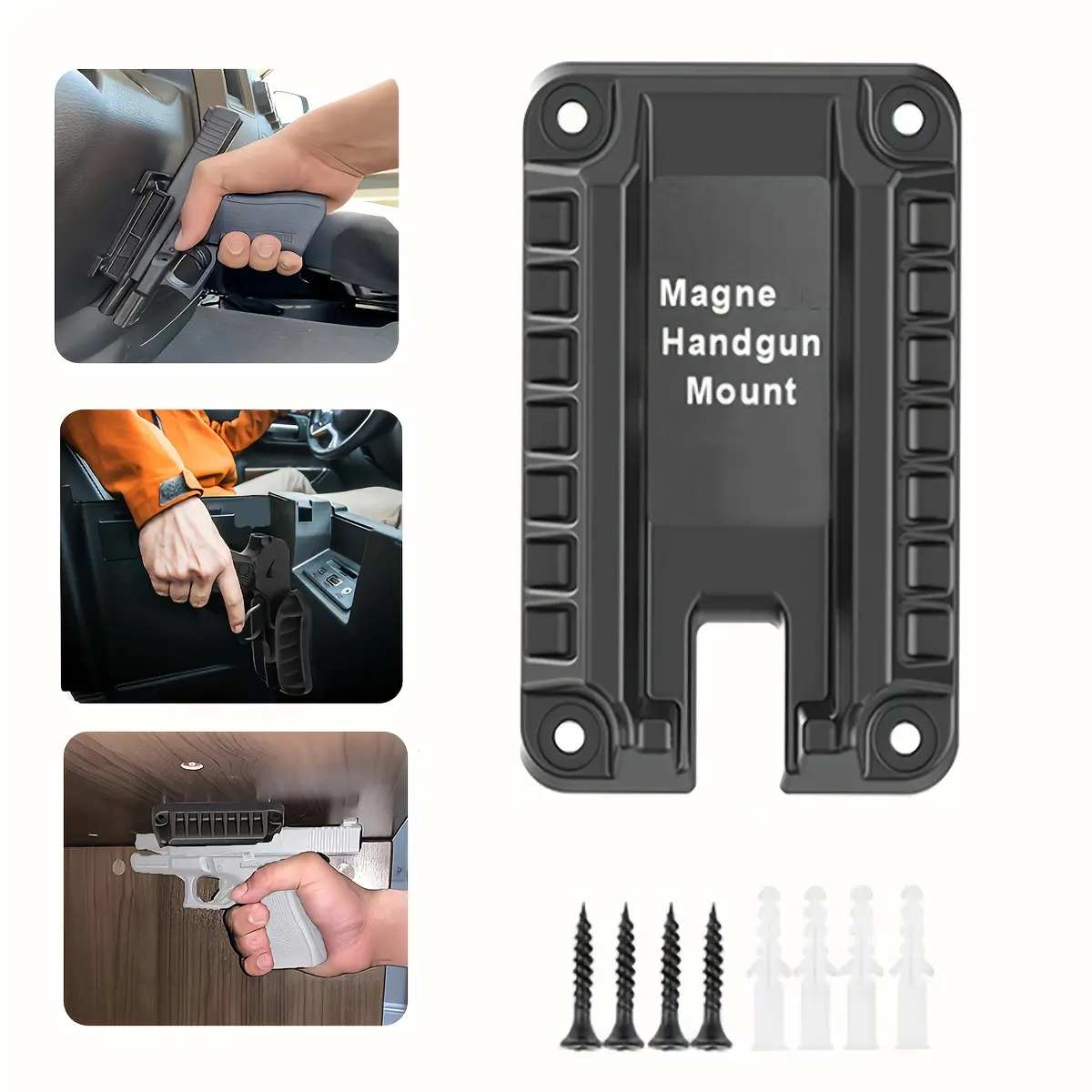 1 car-mounted pistol rack, gun holder, gun safety solution, suitable for storing handguns and rifles in cars, trucks, bedside, walls, and desktops, concealed car gun rack, indoor gun holder