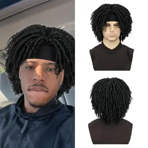 Men’s Synthetic Dreadlock Wig with 6-Inch Headband | Braided Twists & Curly Ends | Natural Look Everyday Wear | Breathable & Adjustable | Hip Hop Rasta Style