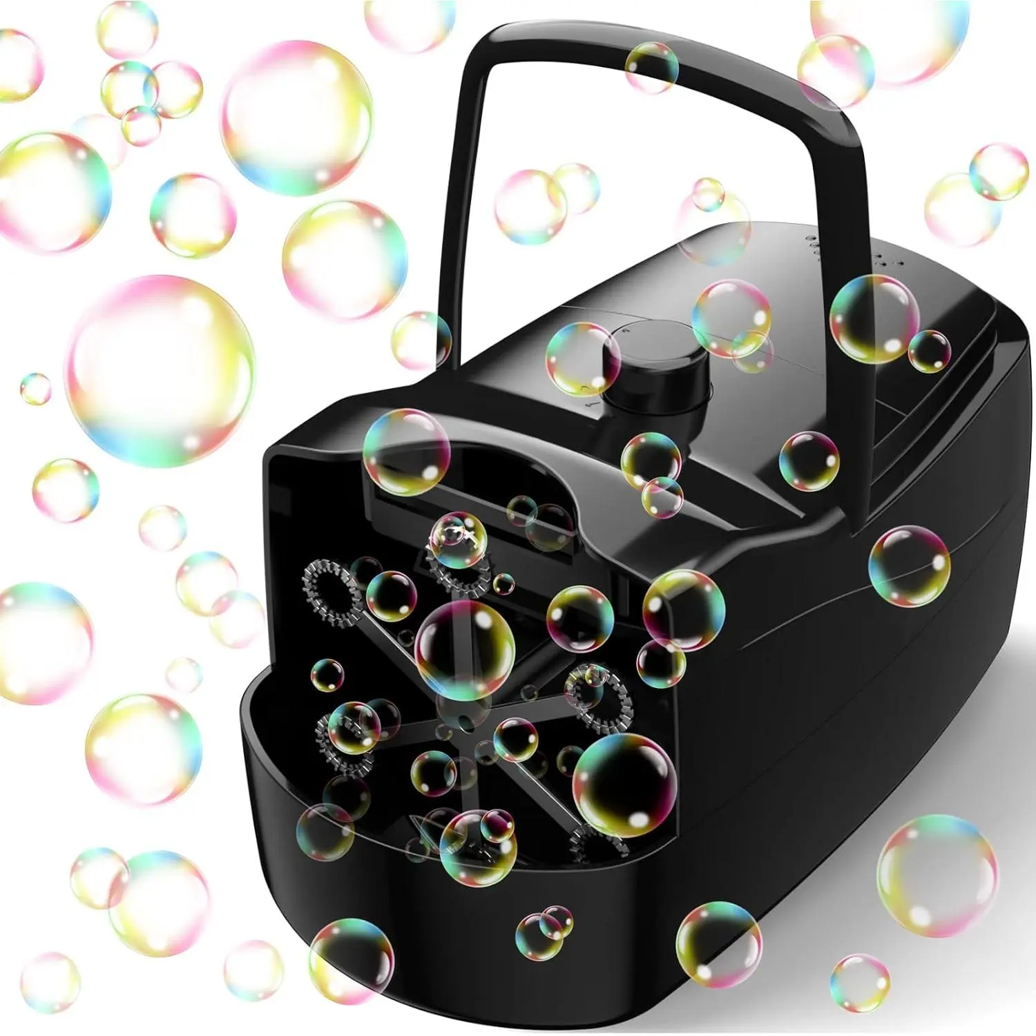 Bubble Machine, Automatic 18000+ Per Minute Big Bubbles Blower Maker for   with 2 Speeds,6 Wands,Operated by Plugin or  for Outdoor/Indoor Birthday Parties,Wedding (Black)