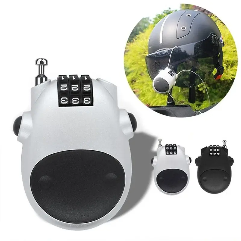 Retractable Steel Cable Code Lock High Precision Password Wheel Anti-Theft Lock Fits Motorcycle Helmet Luggage Case Sled Electric Vehicle Portable Outdoor Security Lock