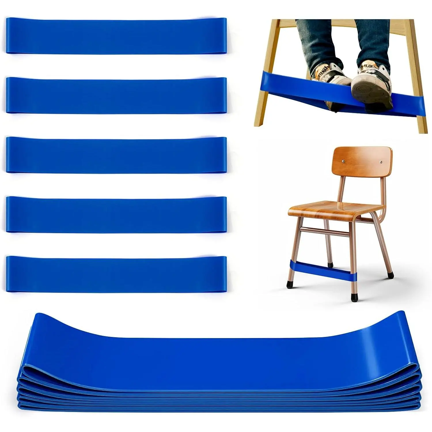 5 Pack Chair Bands for  with Fidgety ,  Tools for , Improve Focus &  Restlessness, Chair Bands for Sensory  ADD  - Classroom &   Haves (Blue)