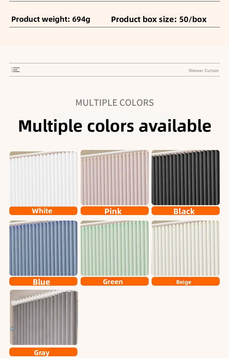 Foldable Magnetic Shower Curtain, Waterproof, Mold-Proof, No Drilling Required, Thickened, Light-Blocking, Partitioning Shower Curtain