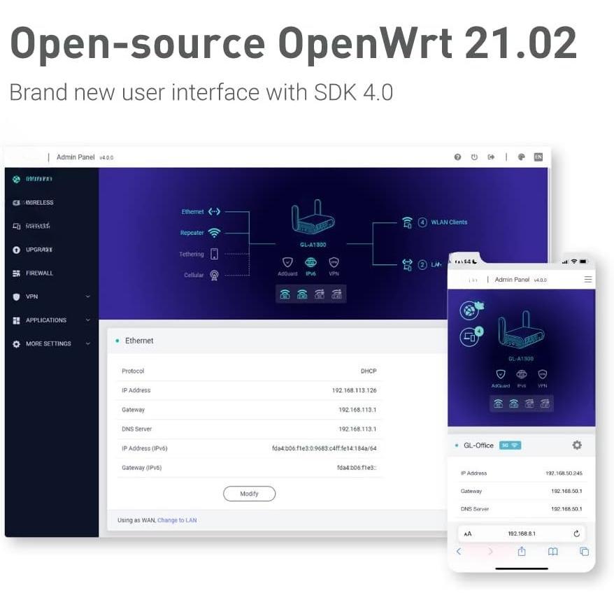 GL-A1300 Pocket VPN Travel Router - Portable Router for Travel, Easy to Set up, Connect to Public & Hotel login Page GL-A1300 Pocket VPN Travel Router - Portable Router for Travel, Easy to Set up, Connect to Public & Hotel login Page