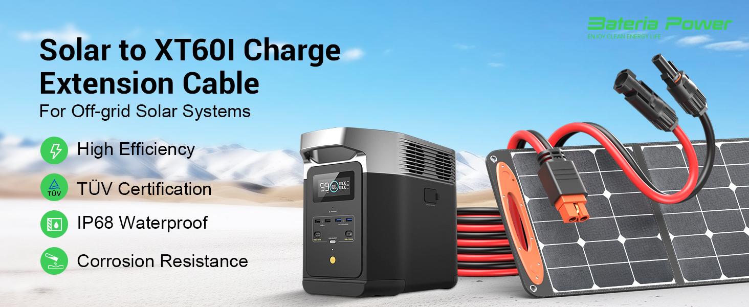 12AWG XT60i Connector, 12 Gauge 10FT to XT60i Adapter Extension Cable for RV Foldable Panel, Station, Generator