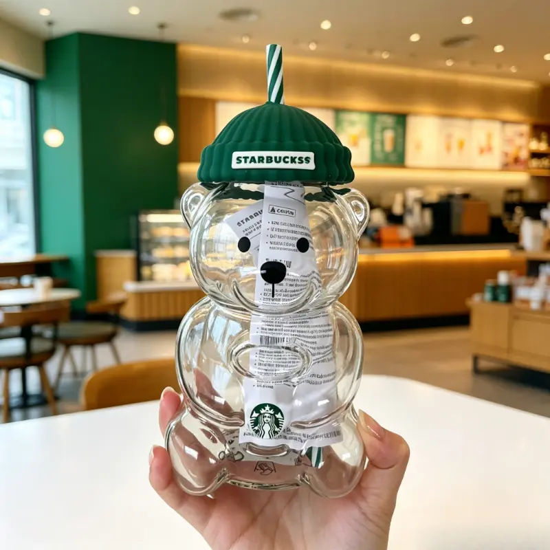 Starbucks Oso Bearista Glass Teddy Bear Cup 2026 Limited Edition Collectible Glass Drinking Cup for Coffee Lovers 1Pc