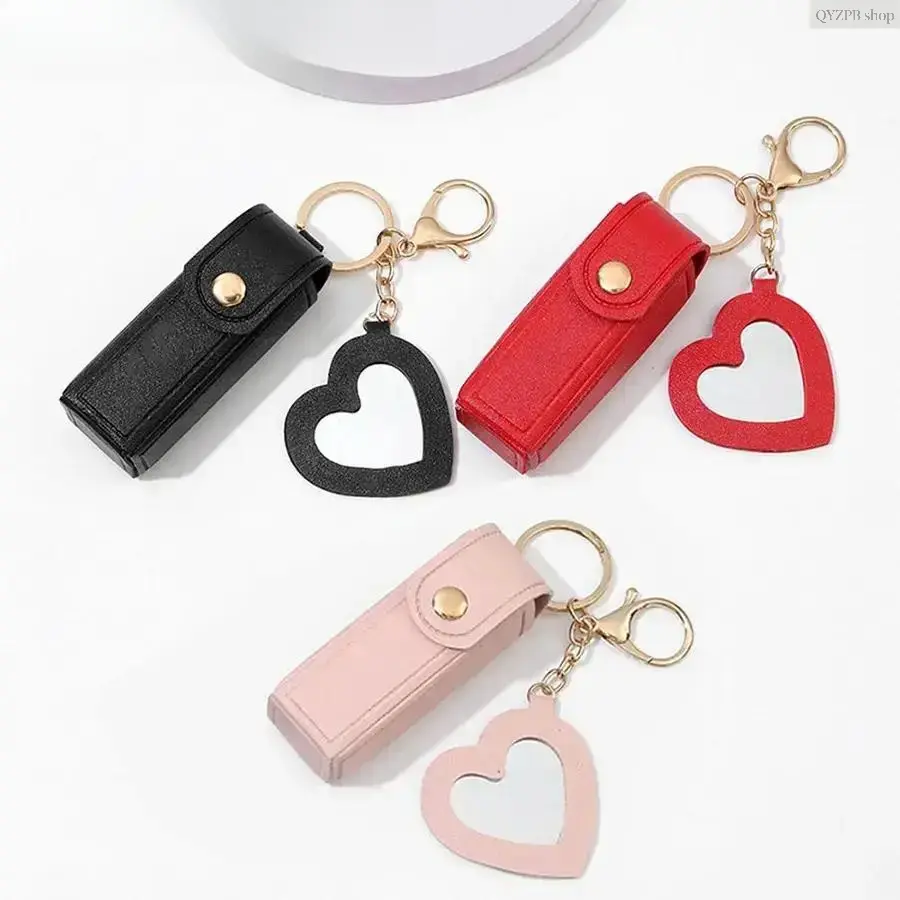 Mini Plastic Chapstick Holder Keychain, 3pcs Multipack Lip Balm Organizer with Mirror for Women, Casual Portable Travel Accessory for Purse