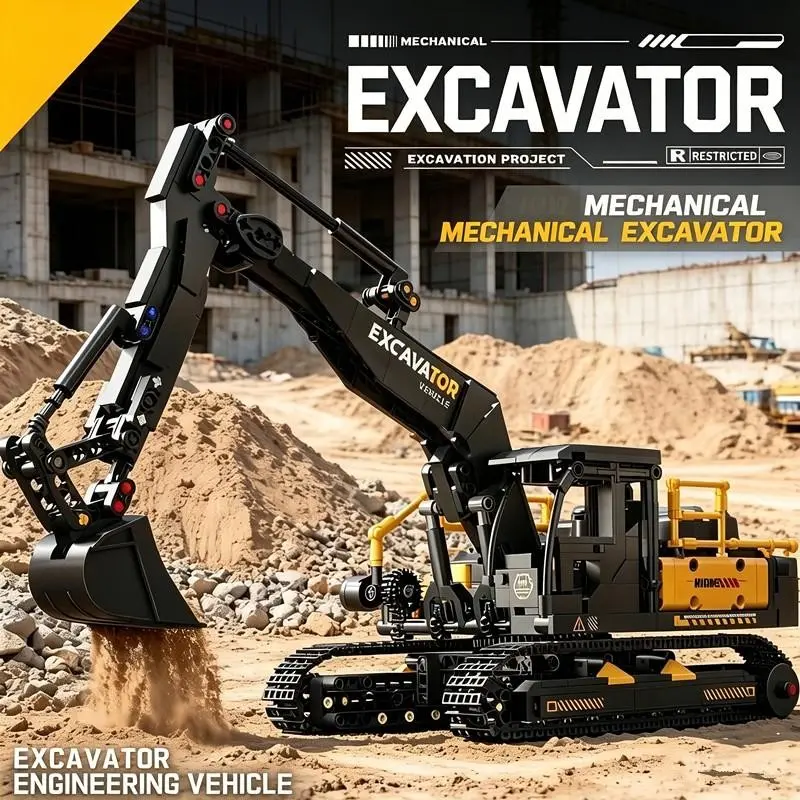 1 Nano Block Heavy Machinery Construction Set, Technical Excavator Assembly Bricks, Educational Hobby Building Kit for Kids Teens Adults Age 12 14 16 18+, Present 2026 Mega Promotion