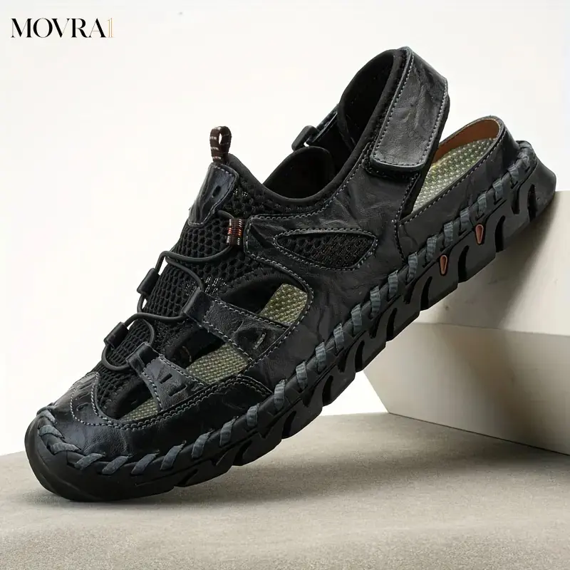 MOVRA1 Men's Genuine Sandals- Breathable Retro Casual Shoes with Adjustable Straps, Lightweight and Durable Rubber Soles, Suitable Beach, Daily Wear, and Outdoor Activities, Beach Shoes, Retro Style Shoes, Handmade Sandals