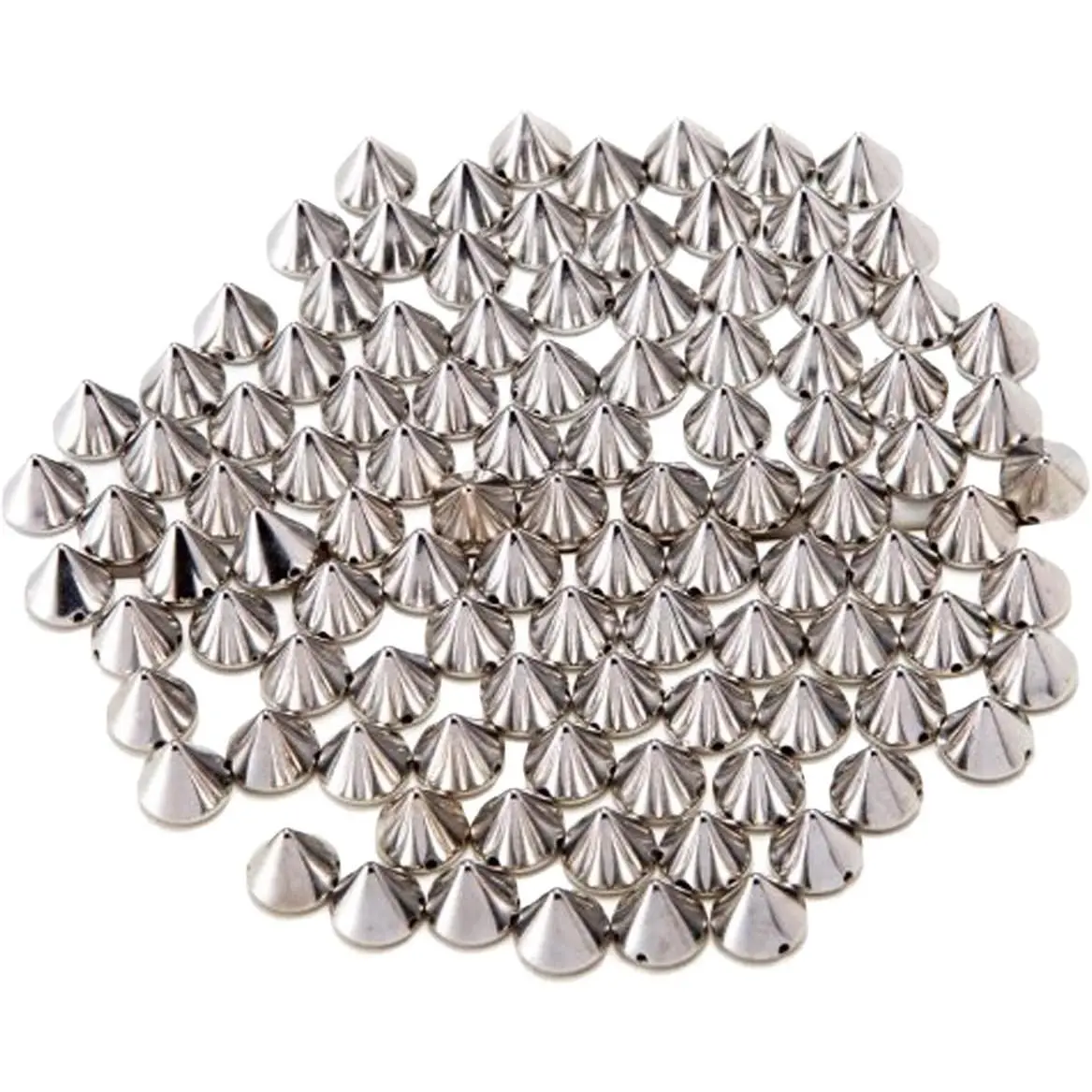 100 count 10mm    Spike Cone Studs, Beads, Sew , Glue , Stick , DIY Garments, Bags & Shoes Embellishment