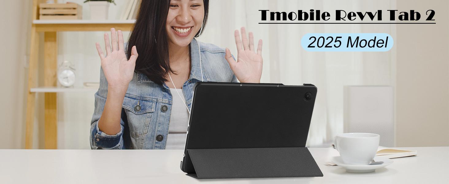 for Revvl Tab 2 Case 2025, Slim Hard Shell Protective Cover with Auto Sleep Wake for Tmobile Revvl Tab 2 Tablet Case 10.1'' (Black)