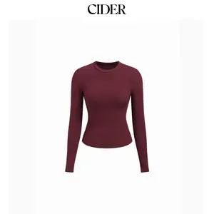Cider Cotton-blend Round Neckline Long Sleeve Top Dealsforyou