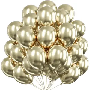 Metallic Gold 50pcs 12 Inch Chrome Gold Latex Helium for Birthday Graduation Baby Shower Anniversary Wedding Bachelorette Christmas New Year Decorations Gold-G128
