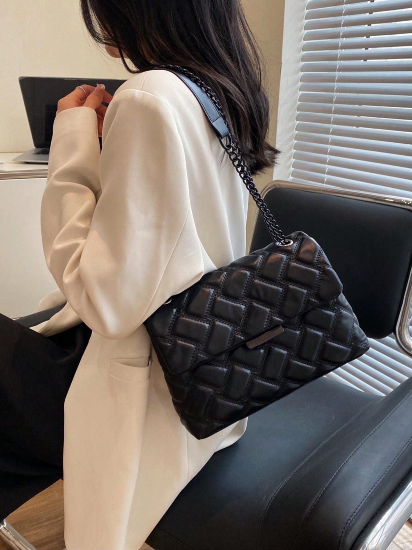 Women's Elegant Quilted Chain Strap Crossbody Bag, Casual Trendy Bag, Trendy Minimalist Shoulder Bag, Chic All-match Crossbody Bag for Daily & Work Use, Crossbody Purses