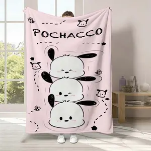 Pacha Dog Warm Design Creative Themed Pattern Blanket, Thickened, Super Soft, High-Quality Flannel Material, 2026 Trendy Ins-Style, Sanrio, My Melody, Kuromi, Cinnamoroll, Winter Warmth, Multi-Functional Soft Nap Blanket for All Seasons