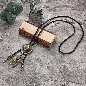 Jstyle 6 Pcs Leather Bolo Tie Turquoise Handmade Round Shape Western Cowboy Native American Bola Tie for Men Women