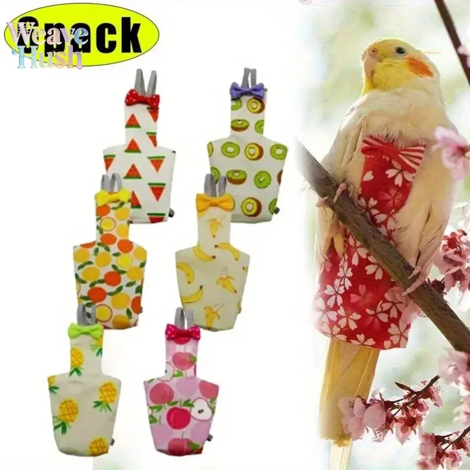 6 Pack Reusable Washable Bird Diapers & Flight Suits, Practical Bird Grooming Supplies for Pet Birds.