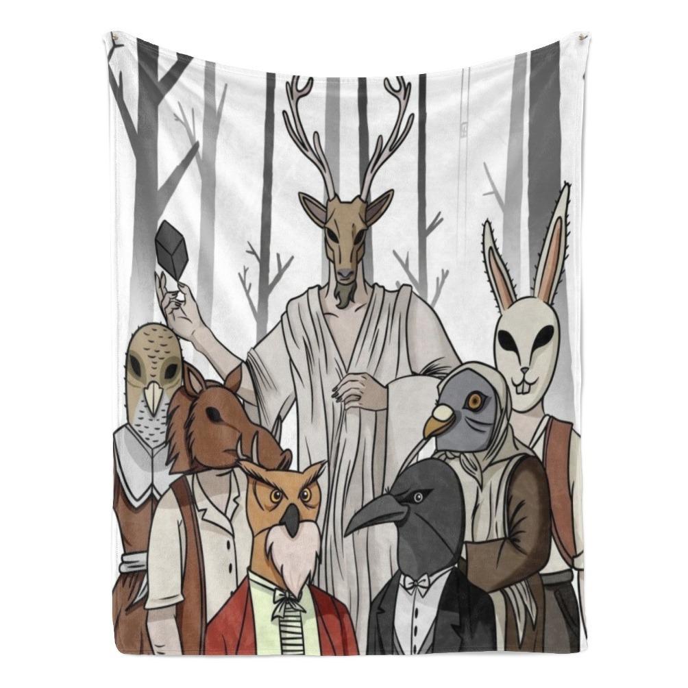 Rusty Lake Theme Flannel Blanket Surreal Mystery Game Throw Soft Cozy Plush Blanket for Couch Sofa Bed Indie Puzzle Art Aesthetic Home Decor Lightweight Travel Blanket Gamer Fan Collection Gift All Season Comfort Decorative Bed Cover