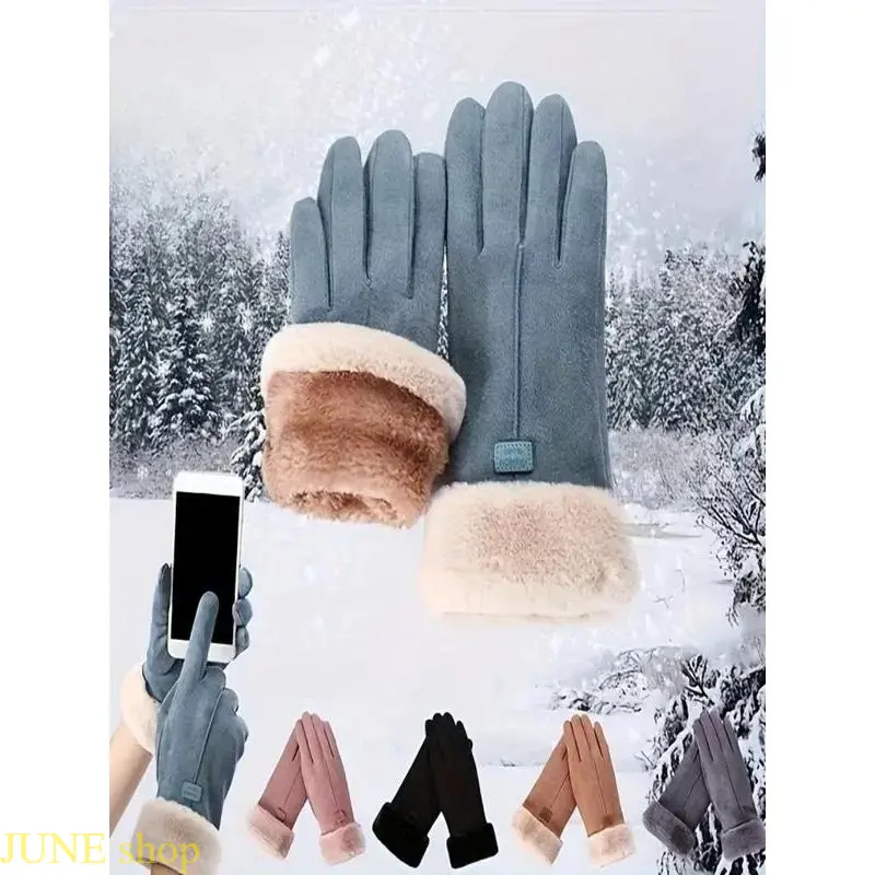 Women’s Grey Thermal Insulated Winter Gloves Made Of Thick Warm Fabric With Touchscreen Compatible Fingertips, Practical Cold-Weather Hand Accessory For Cycling, Vehicle Driving And Daily Outdoor Commuting